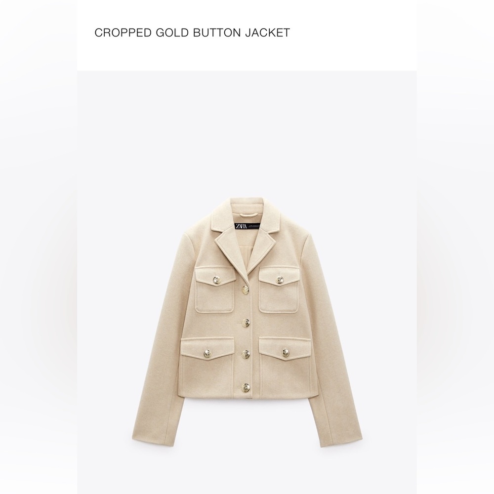 Zara cropped gold button jacket size medium worn once